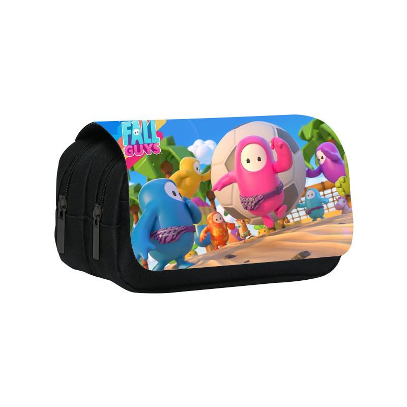 Fall Guys Pencil Case Double Layer Cartoon Stationery Bag For Students And Kids