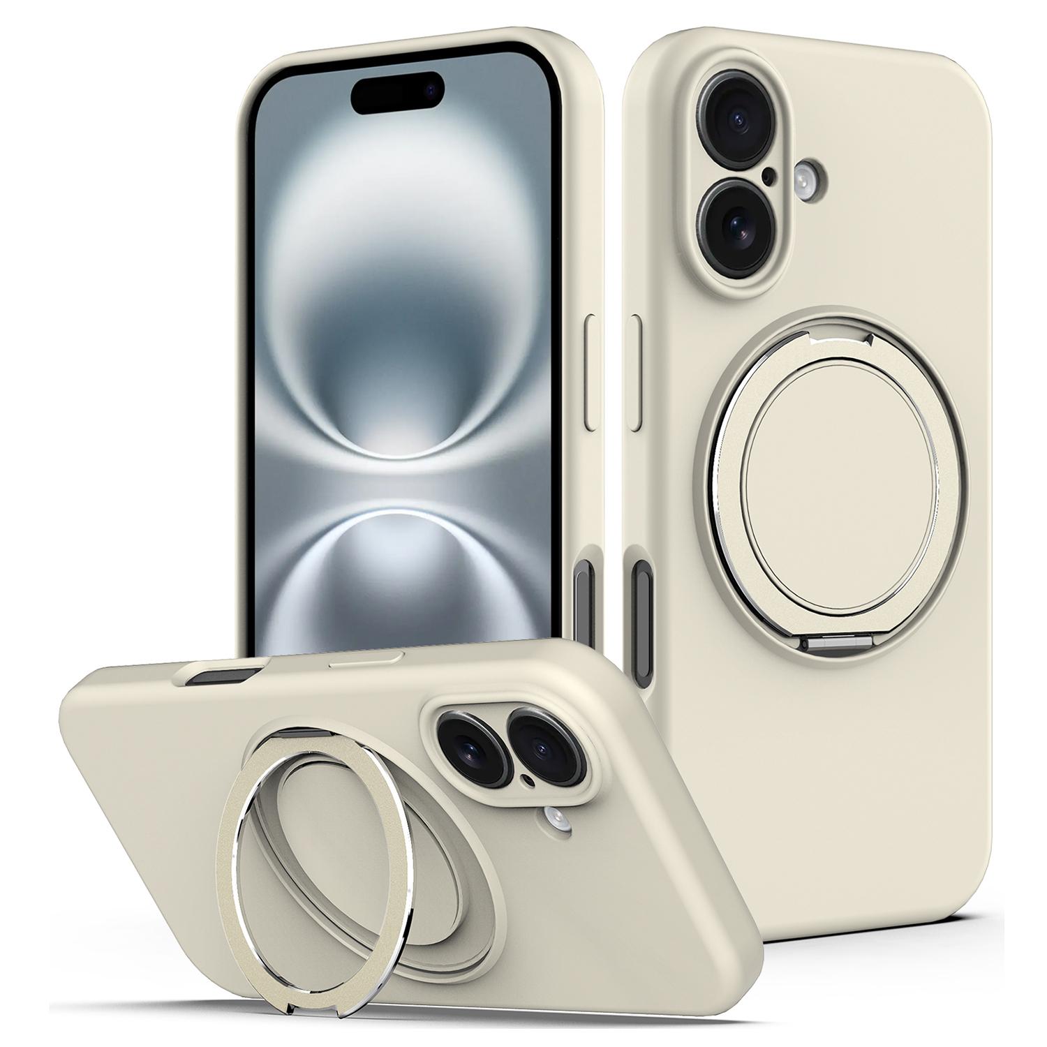 For iPhone 16 Plus Case Compatible with MagSafe Rotating Metal Kickstand PC + Silicone Phone Cover C