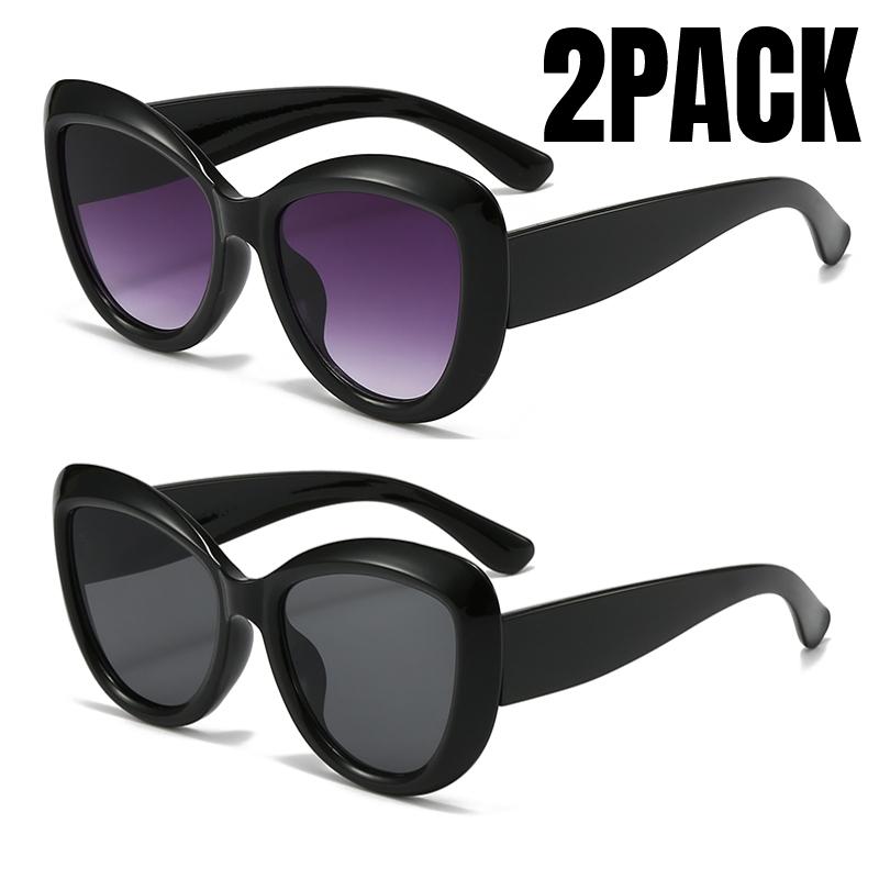 2PACK New Women Cat Eye Sunglasses Retro Premium Sun Glasses Men Protection Fashion Eyewear Luxury Brand Design Outdoor Glasses