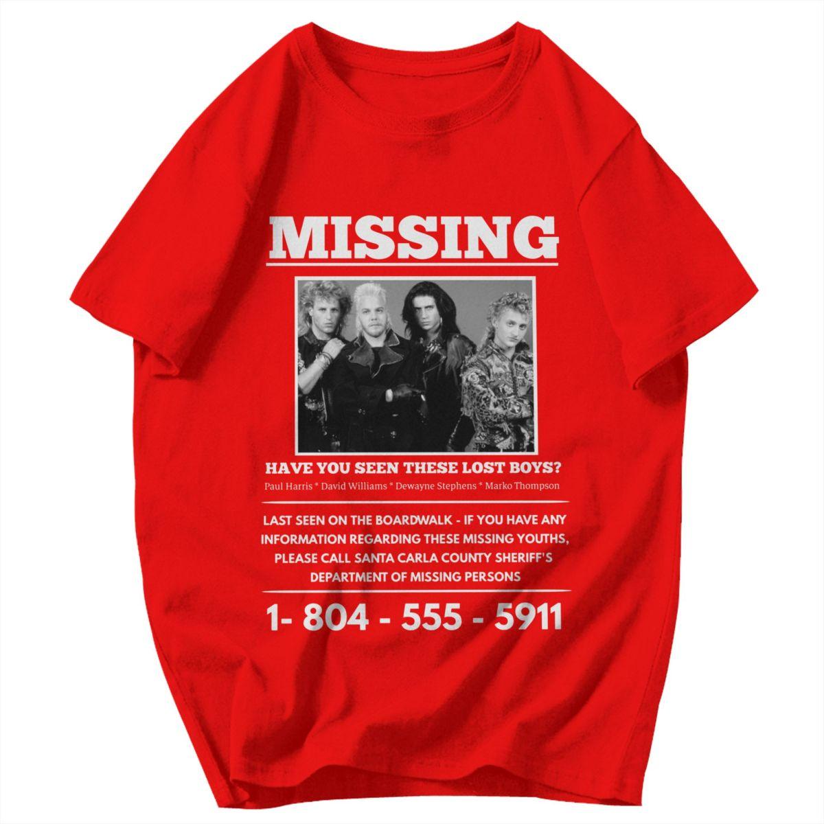 Men T Shirt Missing Horror Movie The Lost Boys Cotton Y2K Graphic Crewneck Unisex Tops T Shirts S