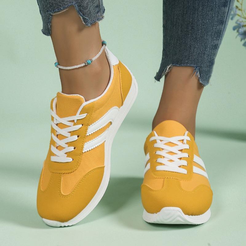 

Fashion 2025 Hot Sale Ladies Shoes Lace-up Women s Vulcanize Shoes Fashion Color Matching Plus Size Best Seller Outdoor Casual Shoes 35 жёлтый