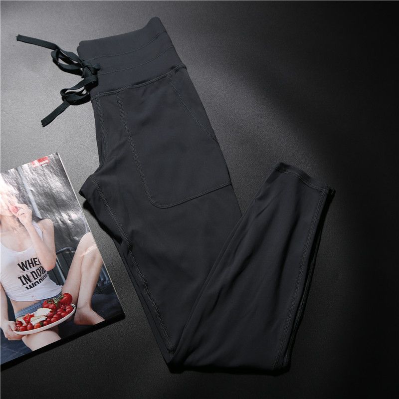 

Good Quality Women Elastic Running Yoga Pants with Pockets Dark gray blue XL