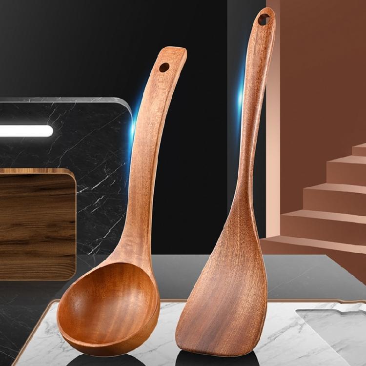 2 Pack Long Handle Wood Cooking Utensils Wood Spatulas Flat Turner Frying Spatula Wood Texture for Seamlesses Cooking