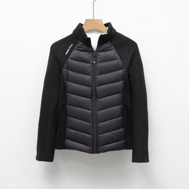 Down jacket new national standard 90 down light and thin stand-up collar women's yoga splicing solid color slim and versatile sports style