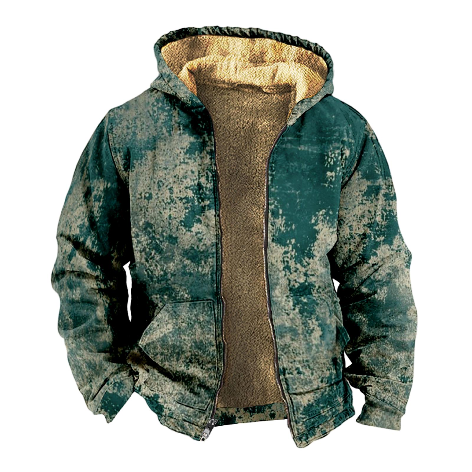 

Чоловічий товстий зимовий бавовняний костюм з довгим рукавом і блискавкою з принтом XXXXL