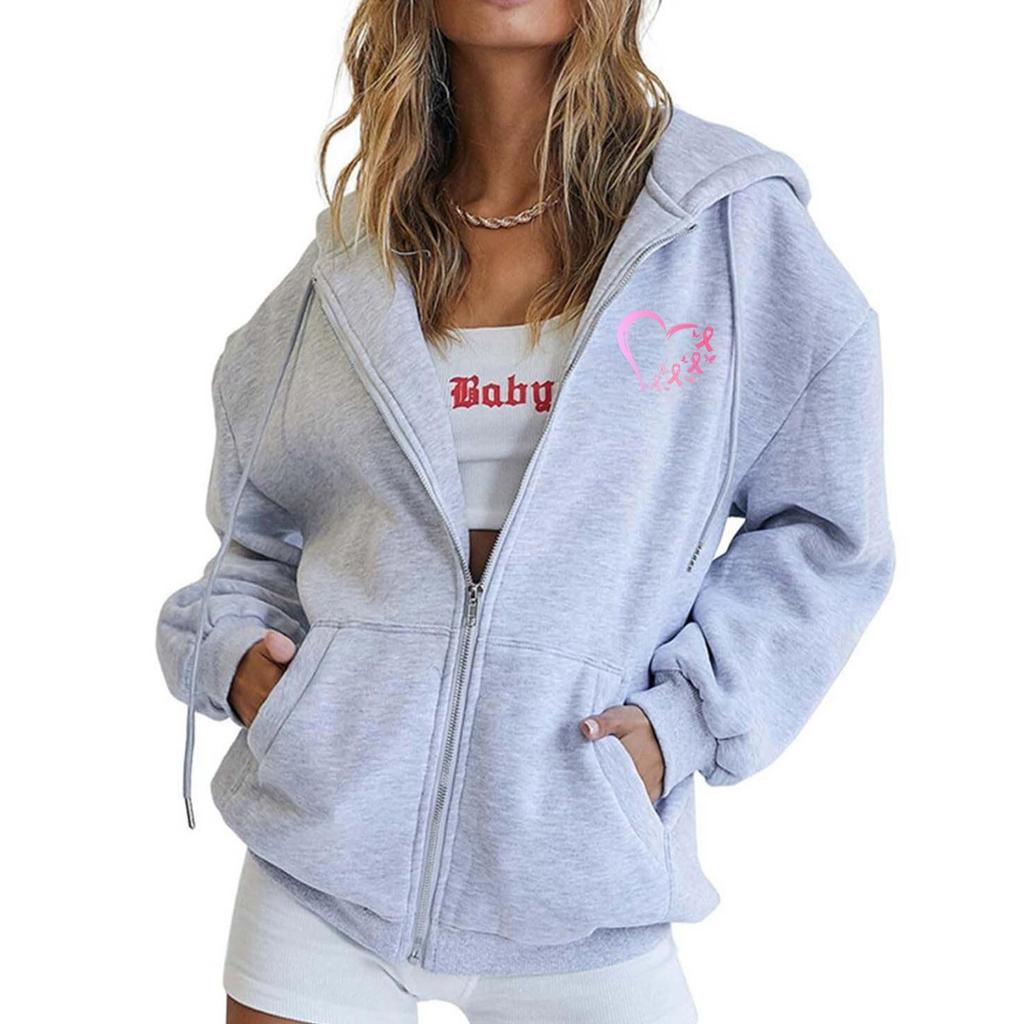 Women's Casual Long Sleeve Hooded Sweatshirt with Breast Printed Graphic