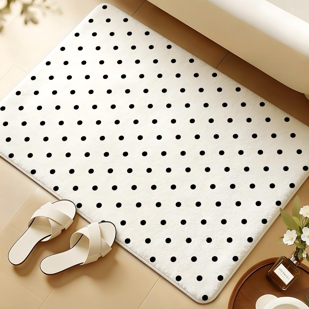 Dot Pattern Floor Mat Soft Flannel Rug Non-Slip Absorbent Mat For Bathroom Bedroom Home Decor