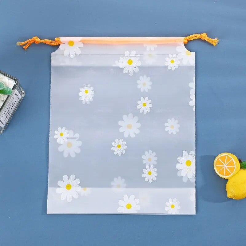 5pcs Waterproof Daisy Storage Bag with Drawcord Cuffs  Large Capacity Clothes Shoes Organizer Portable Towel Makeup Toiletry Bags