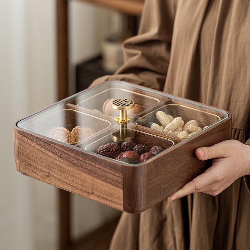 Walnut Wood Multi-Layer Nut and Snack Box