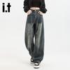 Izzue Women's Vintage Loose Straight Wide-Leg Jeans