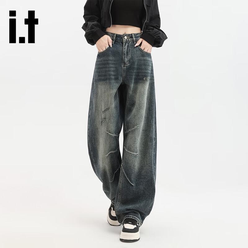 Izzue Women's Vintage Loose Straight Wide-Leg Jeans