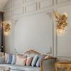 Gold Eagle Wall Lamps Nordic Resin Animal Crystal Wall Light Bedroom Living Room Bedside Wall Sconce Decor Mirror Light Fixtures