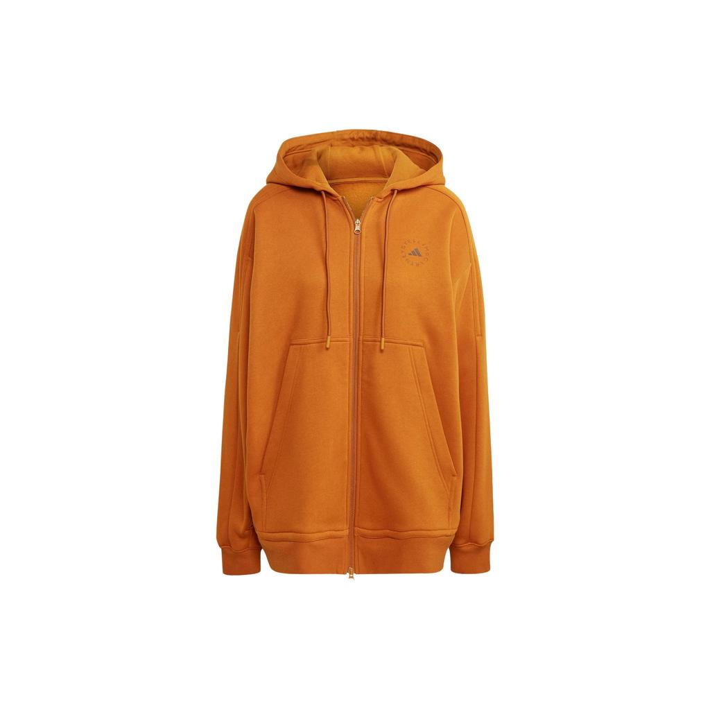 Adidas X Stella McCartney Collaboration Sportswear Pull-On Top Solid Logo Hooded Jacket Women Jacket Brown Yellow IB6851