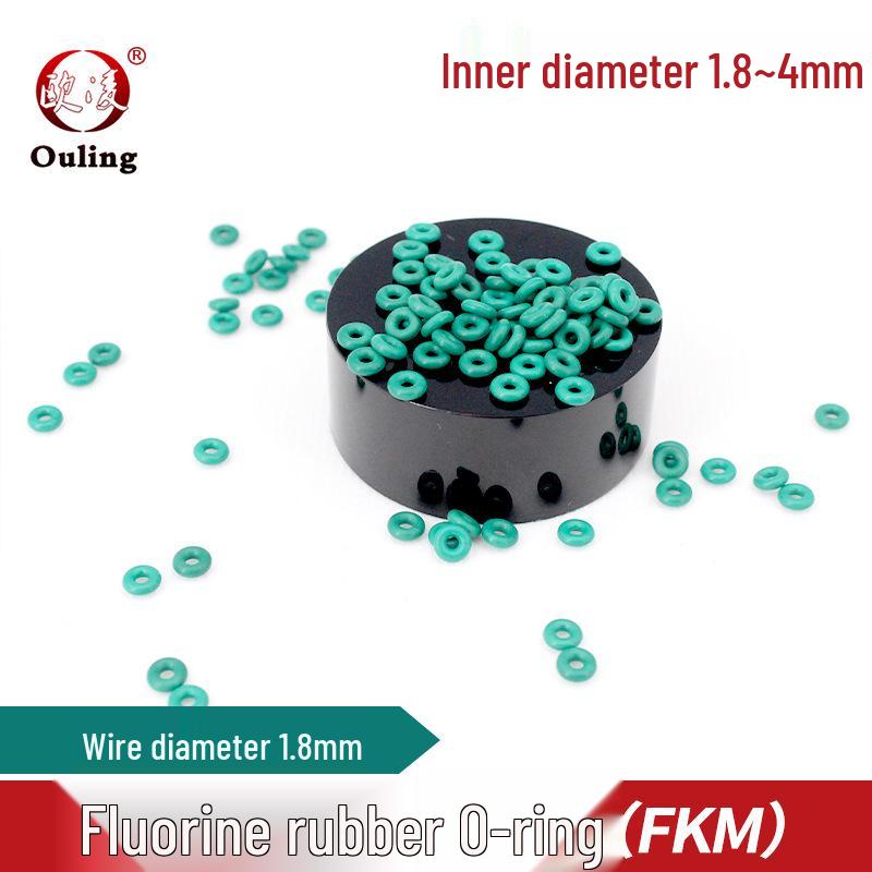 Green Fluororubber O-ring, ID Options: 1.8-4mm, 1.8mm Thickness ID 1.8mm (10 pcs) Green Fluororubber O-ring