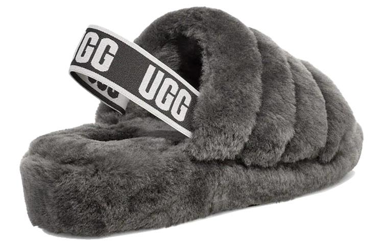 UGG Fluff Yeah Slide Suola Spessa Pantofole Grigie Donna 1095119-CHRC