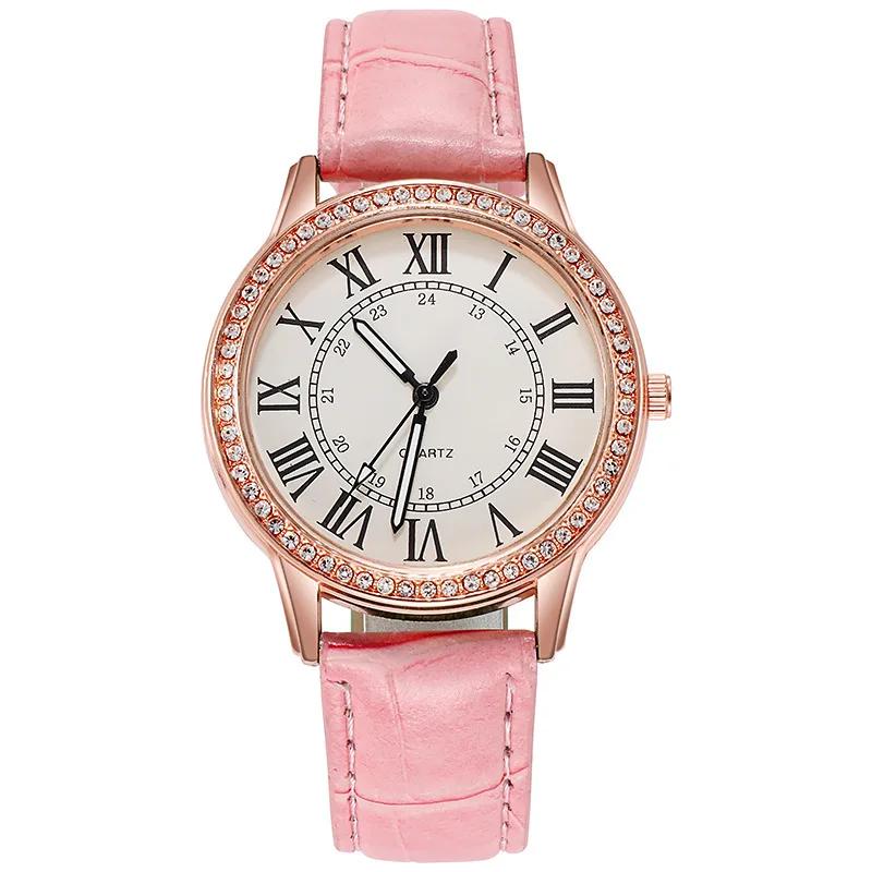 Ladies Luminous Quartz Watch Luxury Fashion Rhinestone Digital Leather Strap Casual Wristwatches Relogio Feminino Reloj Mujer