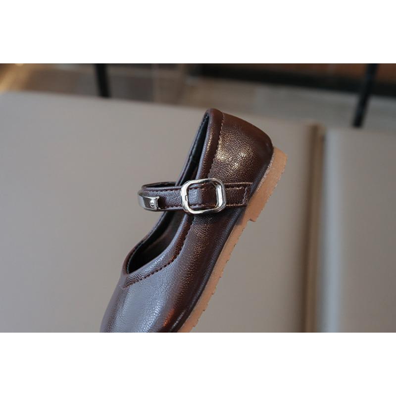 Korean Style Princess Simple Soft Sole Leather Shoes For Little Girls