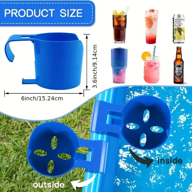 Heavy Duty Poolside Cup Holder No Drill Hanging Organizer with Strong Grip for Hot Tub Beach Patio Swimming Pool Accessories