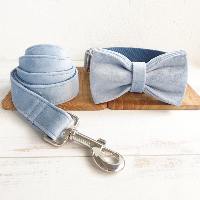 MUTTCO European Style Thick Velvet Dog Collar & Leash Set (UDC-081) M