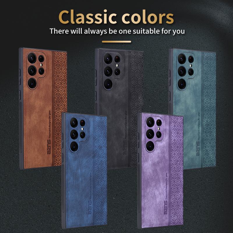 AZNS For Samsung Galaxy S24 Ultra Cell Phone Case Imprint PU Leather+TPU Drop-proof Cover