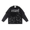 American High Street Oversize Long Sleeve T-Shirt Splash Ink Print Mock Two-Piece Cotton Blend Fall 2025