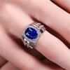 Men's Hot-Selling Blue Diamond Imitation Sapphire Ring In 18K Gold, Adjustable.