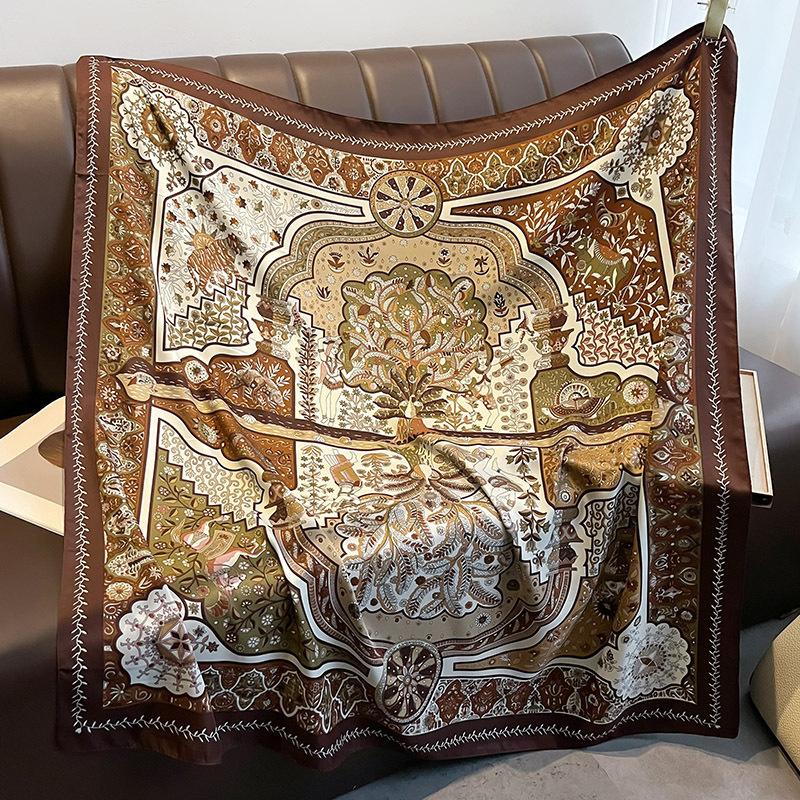 Korean New Style Big Square Scarf Scarf for Women Versatile Spring and Autumn Summer Thin Style Paired with Suit Shawl Scarf