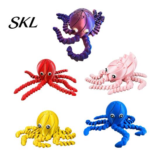 Octopus Sensory Toy 3D Printed Toy, Articulated Figurine with Movable Joints, Plastic Sea Animal Stress Relief Fidget for Kids Adults Model