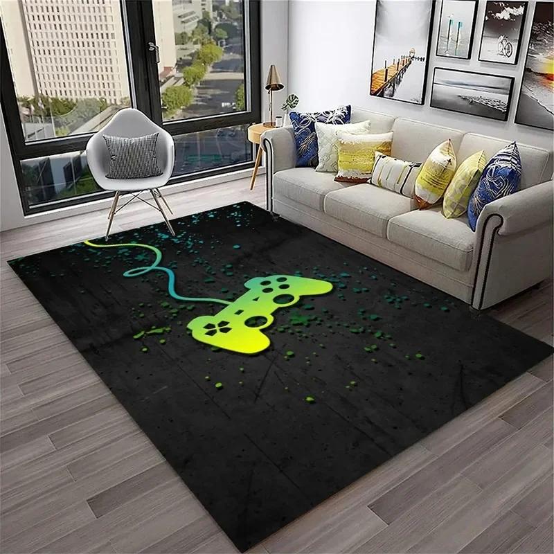 Gamer Rugs for Bedroom Playroom Boys Teen Game Gamepad Carpet Bathroom Kitchen Living Room Floor Mat Home Decor Non-Slip Doormat