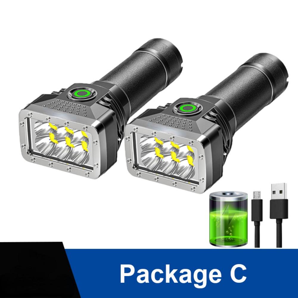 5PCS 6 LEDs Flashlight Rechargeable Mini Torch High Brightness Power Display Outdoor Lighting for Outdoor Lighting Camping Emergency