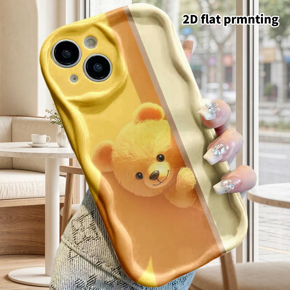 Phone Case: 2D Flat Design Cases Suitable for iPhone 18, 17, 16, 15, 14, 13 Pro, Couple Style, Yellow Bear, Christmas and Halloween Gifts