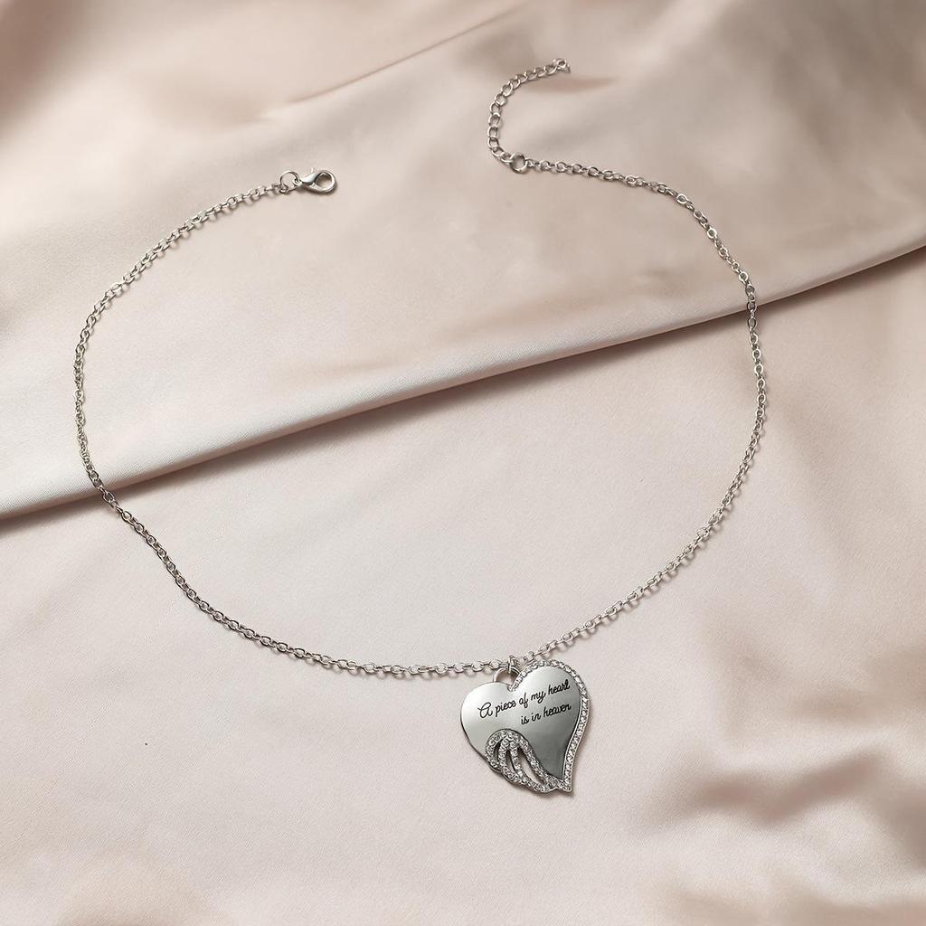 Chic Rhinestone Heart Slogan Necklace