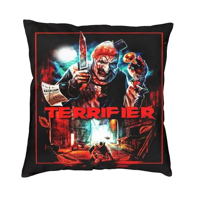 Horror Clown Halloween Movie Terrifier Cushion Cover Velvet Pillow Case Sofa Chair Square Pillowcase Living Room Decoration