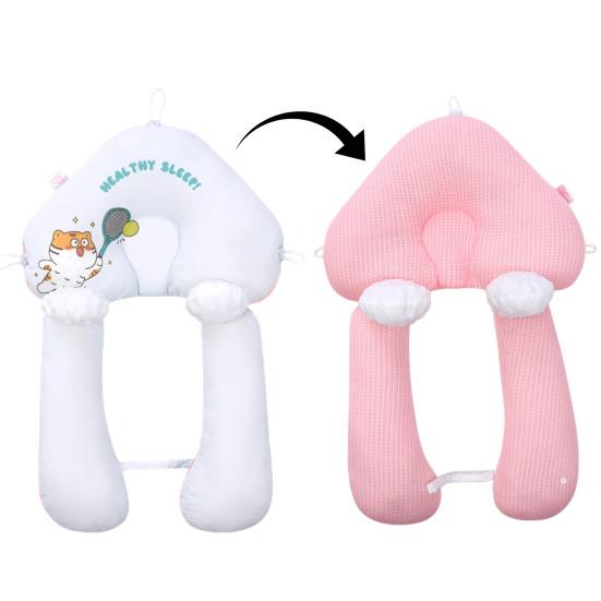 Almofada para Moldar a Cabeça de Bebê Recém-Nascido Design Dupla Face Almofada de Dormir Suporte Anti-Cabeça Chata Respirável