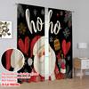 2pcs,2D plane printing Popular Curtains HO HO HO Santa Claus Durable 100% Polyester Fabric (without rod) Versatile All Use for