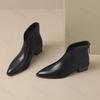 Women Ankle Boots 2026 Autumn Winter Retro Pointed Toe Chelsea Boots PU Leather Femme Mid-heel Stubby Short Boots Botas Mujer