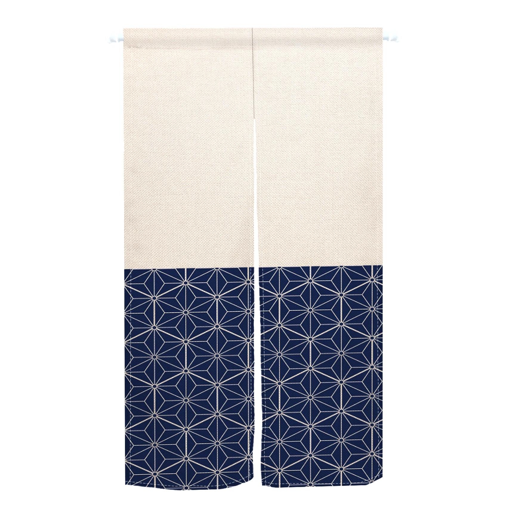 

VIKAMA Japanese-Style Door Curtain Traditional Wave Geometric Pattern Kitchen Entryway Divider Curtain Japanese Izakaya Style 70x120cm