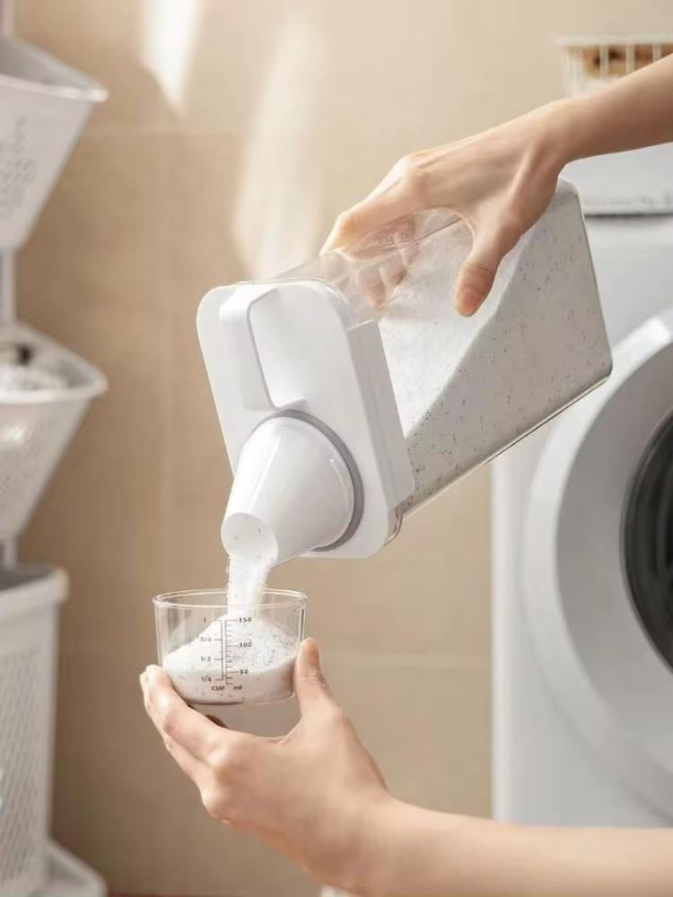 Szczelny dozownik detergentu do prania Pudełko do przechowywania proszku Przezroczysty pojemnik na płyn do proszku z pokrywkami Słoik