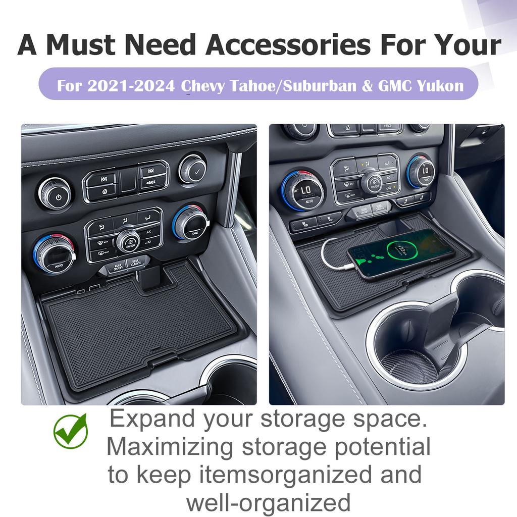 Front Center Console Hidden Compartment Cover For 2025-2025 Chevy Tahoe/Suburban & GMC Yukon Interior Storage Tray Accessories
