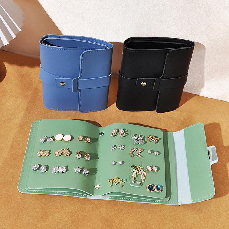 Portable Jewelry Pouch Creative  Earrings Multi-Layered Pu Leather Jewelry Bag