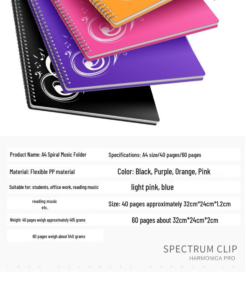 Non-Reflective Expandable Piano Sheet Music Folder with Transparent, Editable Covers