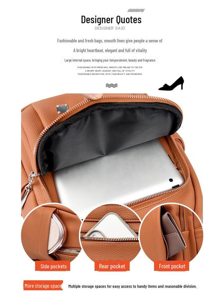 2024 New Women's Soft Leather Backpack: Versatile, Fashionable, Large Capacity Casual School and Travel Shoulder Bag