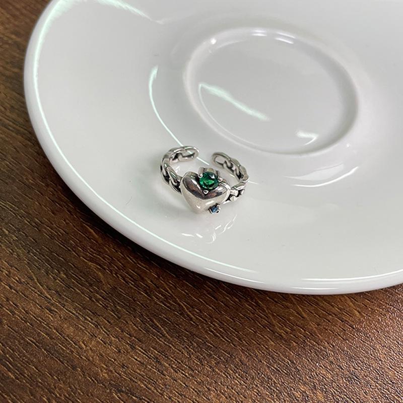 

Кольцо Lan Zhi из стерлингового серебра 925 пробы с цирконом в форме сердца - Элегантное, прочное, регулируемое женское украшение Adjustable Open Size