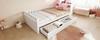 Multifunctional Wooden Bed 90 × 200 Cm, With Drawers, Shelf and Storage, Equipped With Socket and LED Lighting, Safety Rail, Single Bed, White