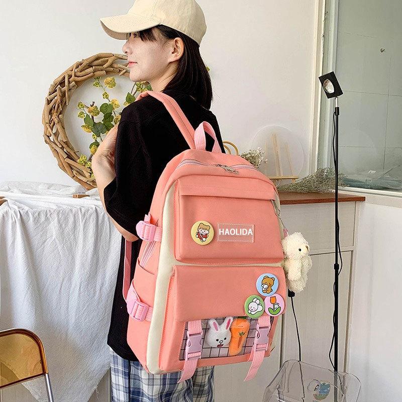 Korean version backpack new middle and high school students campus schoolbag lightweight simple casual backpack