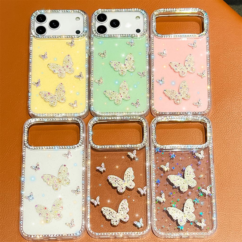 Handmade Sparkly Diamond Butterfly Swarm IMD Phone Case, Compatible with iPhone 13,iPhone 14,iPhone 15,iPhone 16,iPhone 17 Series