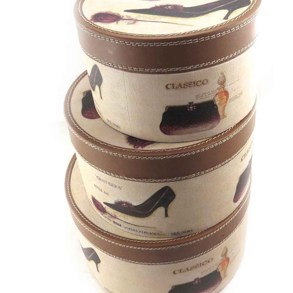 Les Trésors De Lily [J7522] - Set de 3 malles bois 'Belle Epoque' beige marron