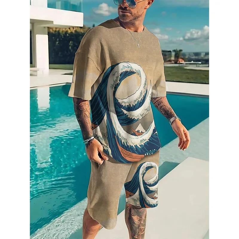 

Мужские спортивные костюмы с 3D принтом Ван Гога, Звездная ночь, мужские уличные шорты, спортивный костюм из 2 предметов, мужская одежда 6XL