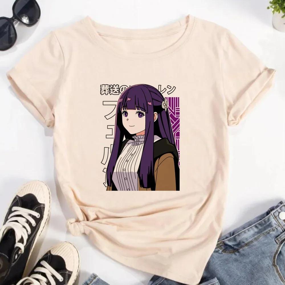 Frieren: Beyond Journey's End Anime T-Shirt | Elf Girl Frieren Print | Unisex Cotton Casual Short Sleeve Tee | Japanese Retro Streetwear