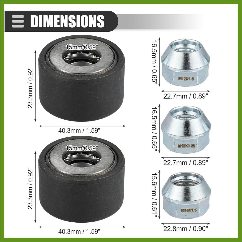 Universal Wheel Stud Installer Tool, Wheel Bolt Installer, M12x1.25 M12x1.5 M14x1.5, Iron, with 3/4" Hex Wheel Lug Nuts, Silver Tone, 1 Set Replace